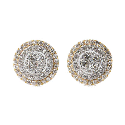 14k Solid Gold 10mm Lab Diamond Cake Earrings