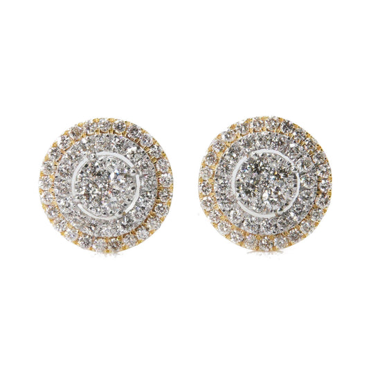14k Solid Gold 10mm Lab Diamond Cake Earrings