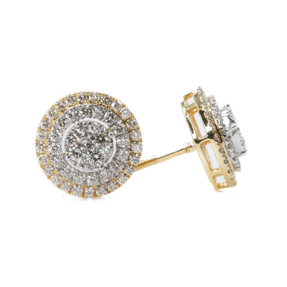 14k Solid Gold 10mm Lab Diamond Cake Earrings