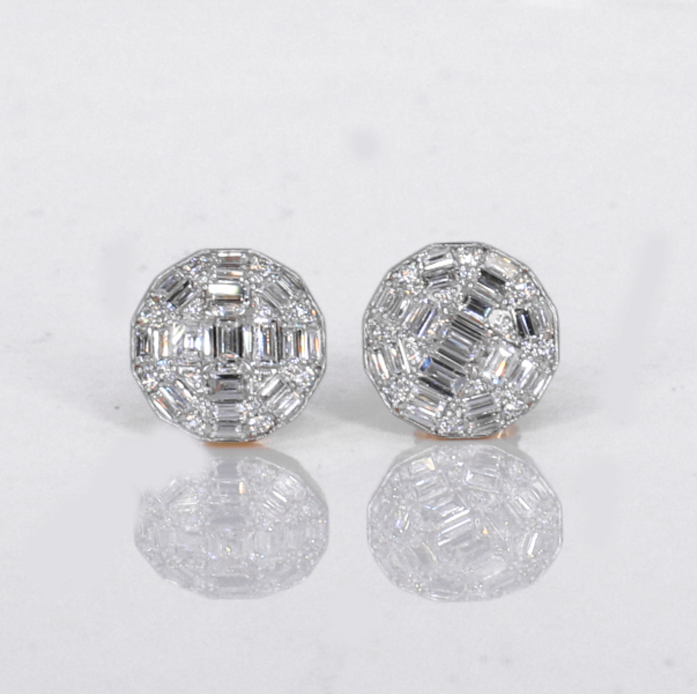 14k Solid Gold 11mm Lab Diamond Baguette Earrings