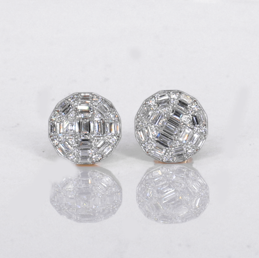 14k Solid Gold 11mm Lab Diamond Baguette Earrings