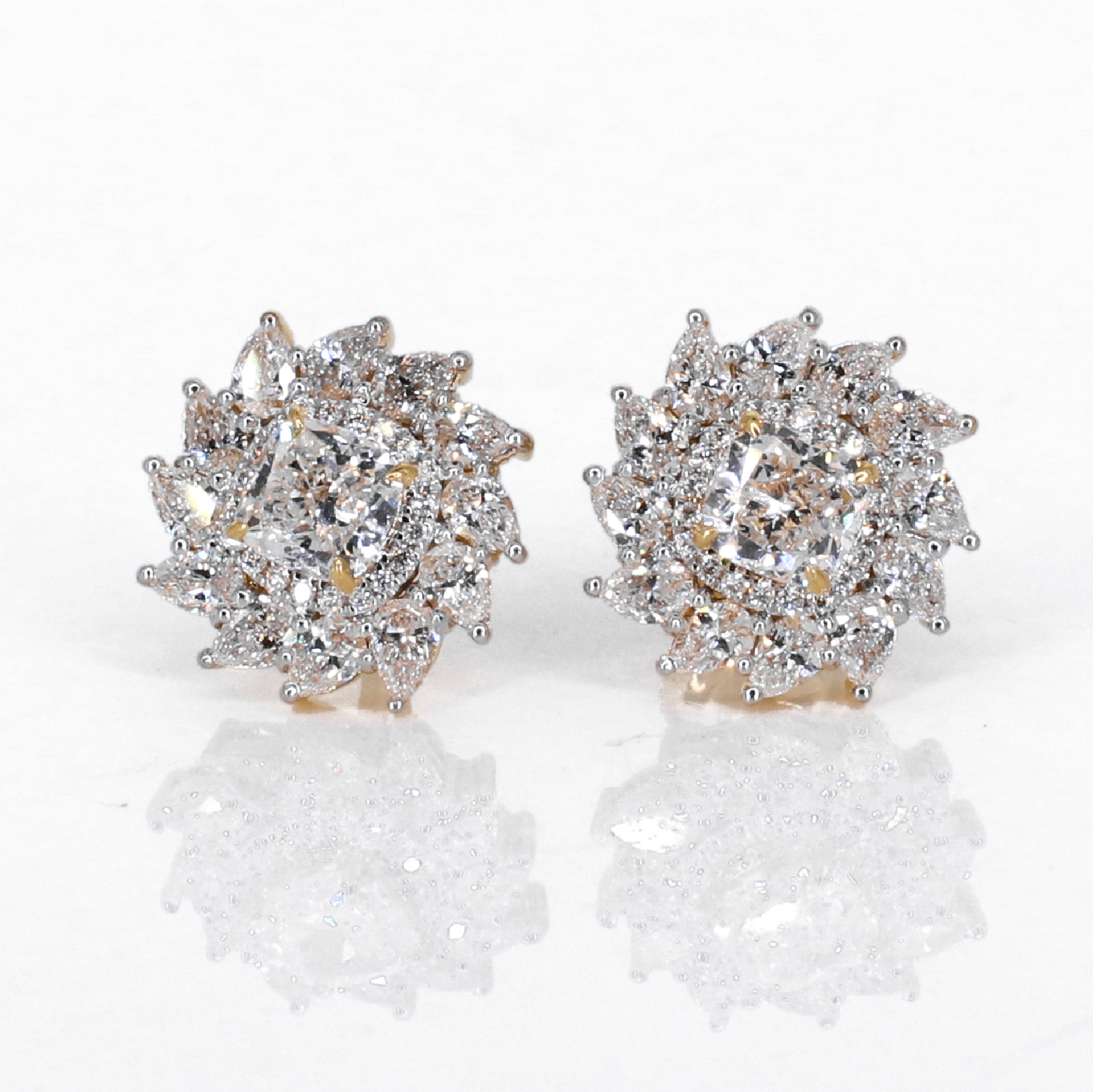 14k Solid Gold 12.5mm Lab Diamond Sunflare Earrings