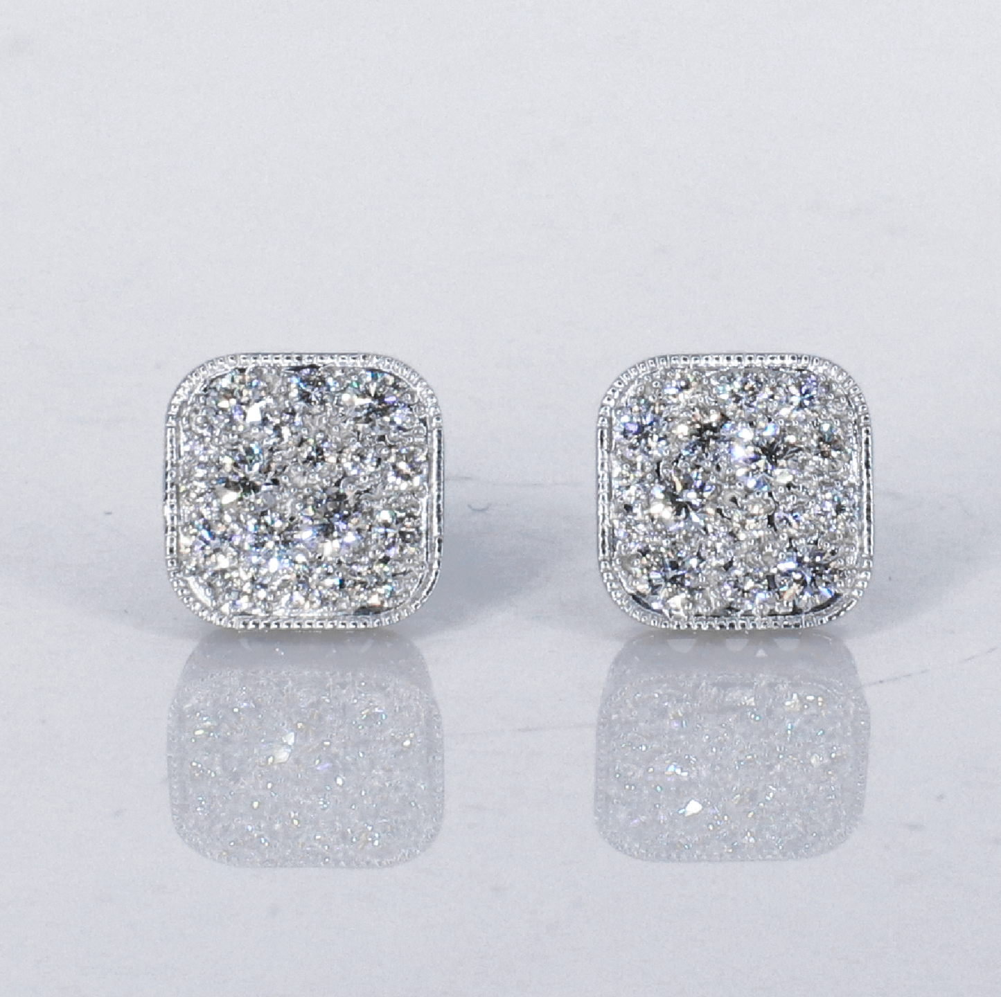 14k Solid Gold 12mm Lab Diamond Square Earrings