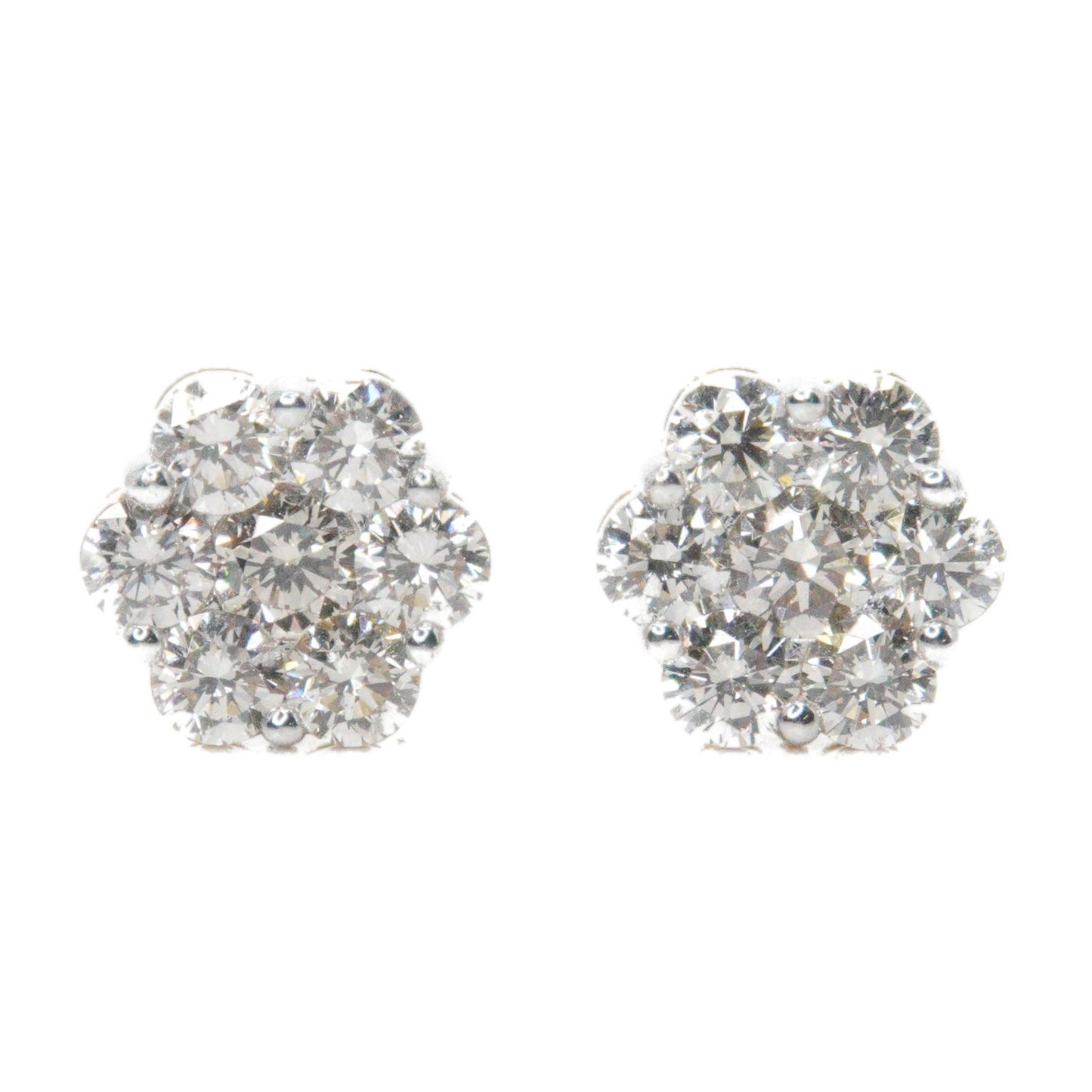 14k Solid Gold 12mm Lab Diamond Flower Cluster Earrings
