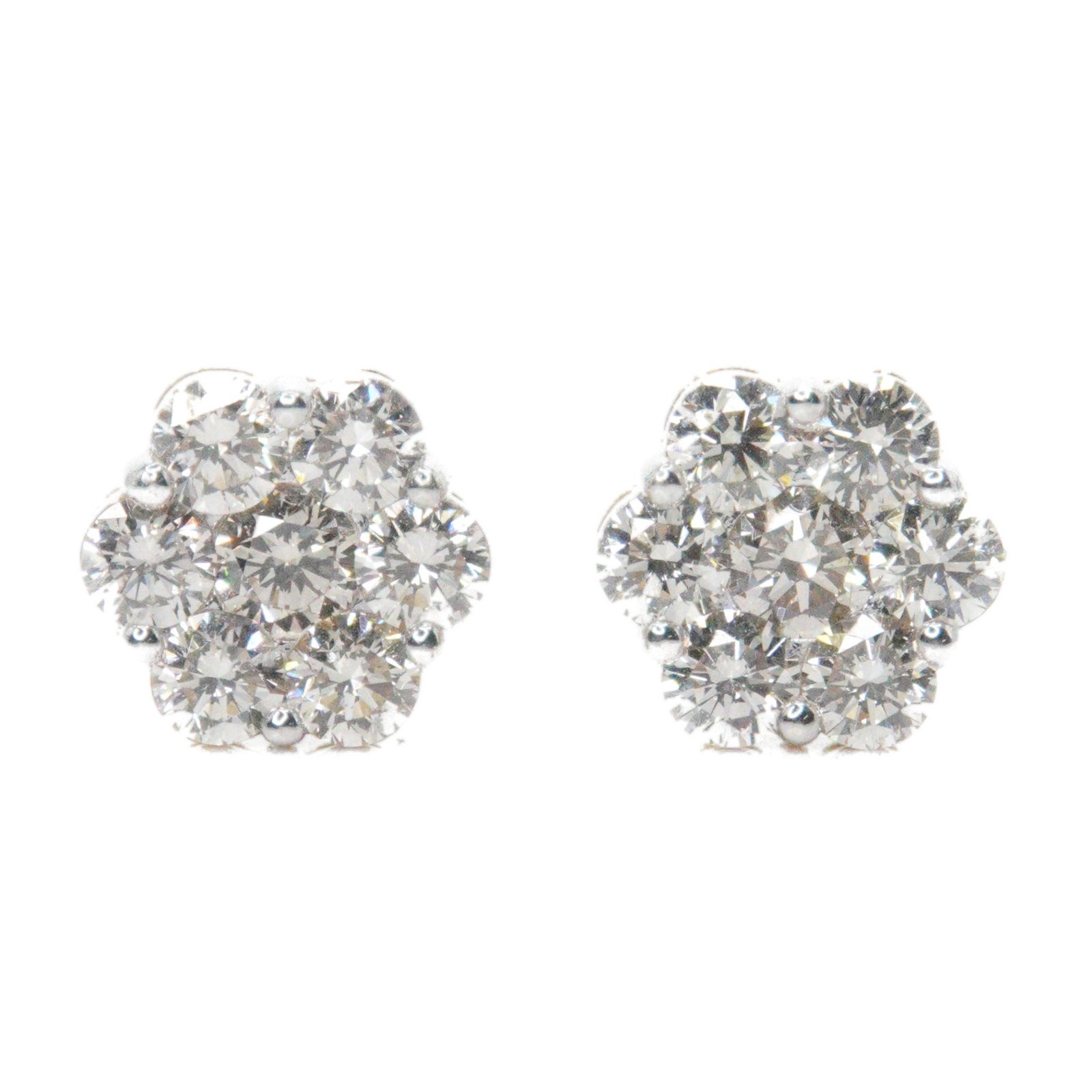14k Solid Gold 12mm Lab Diamond Flower Cluster Earrings