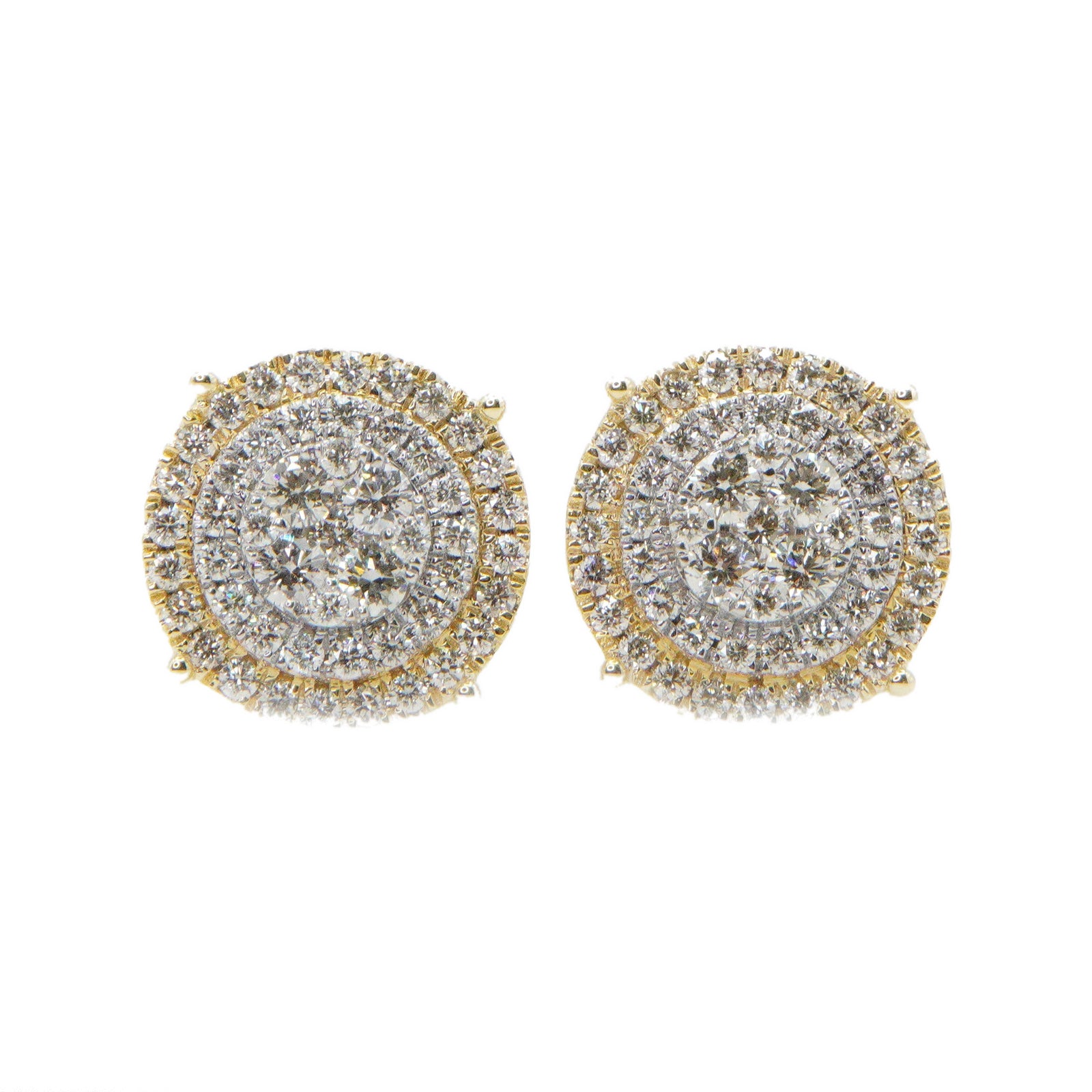 14k Solid Gold 12mm Lab Diamond XL 3D Cake Earrings