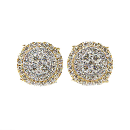 14k Solid Gold 12mm Lab Diamond XL 3D Cake Earrings
