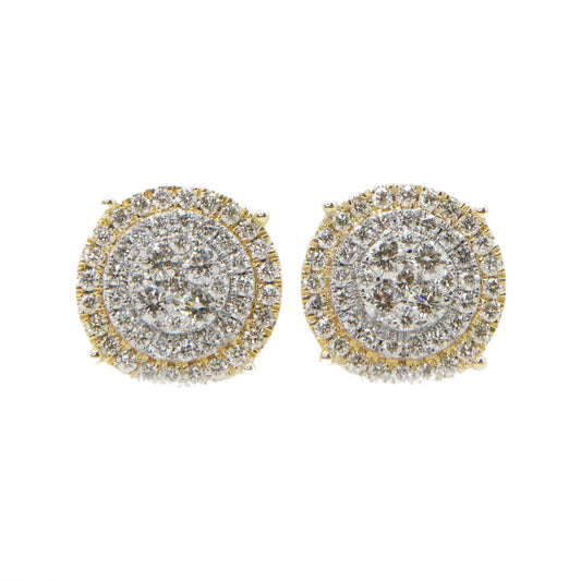 14k Solid Gold 12mm Lab Diamond XL 3D Cake Earrings