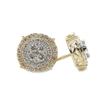 14k Solid Gold 12mm Lab Diamond XL 3D Cake Earrings