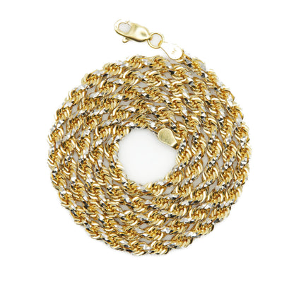 14k Solid Gold 3.5mm Two-Tone Rope Chain