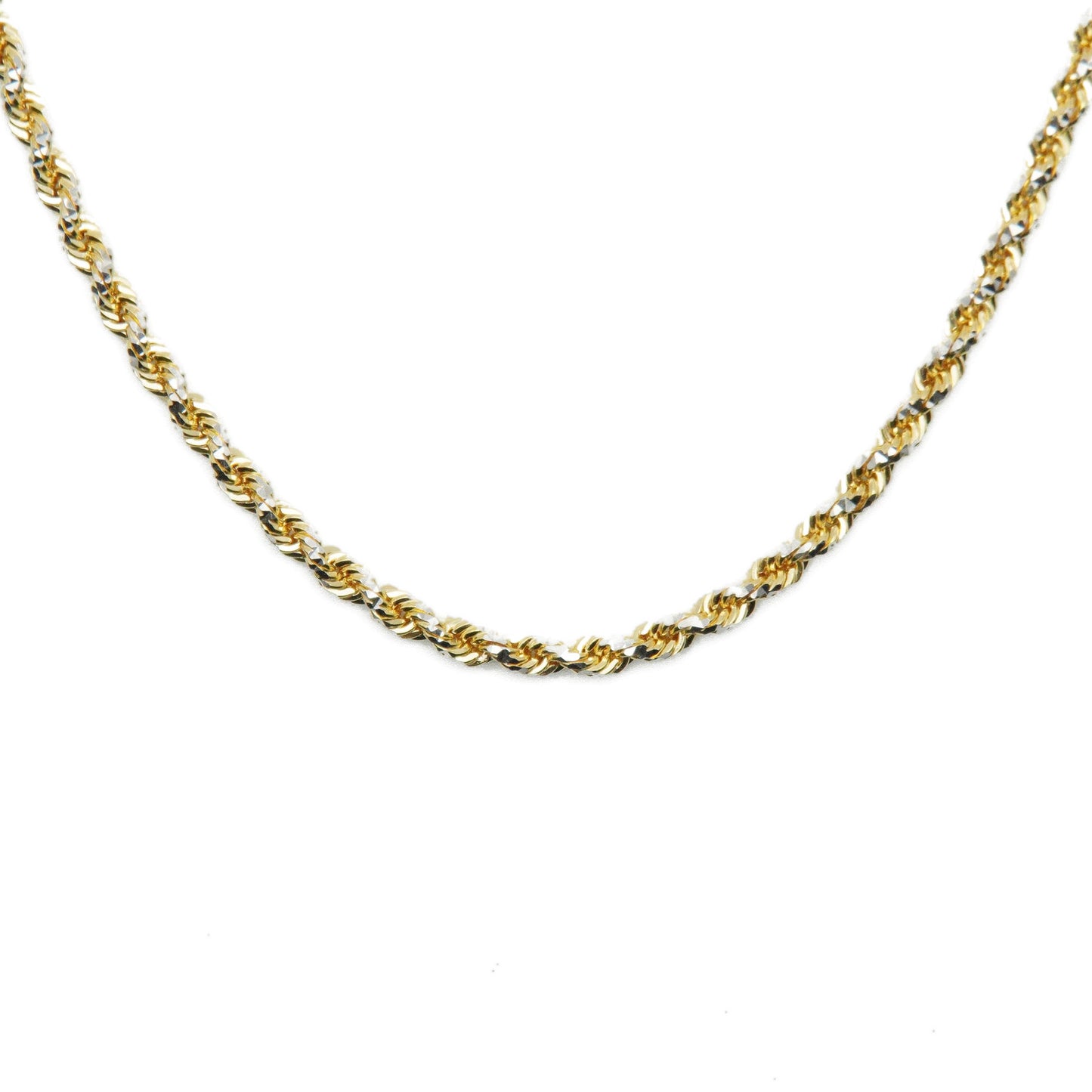 14k Solid Gold 3.5mm Two-Tone Rope Chain