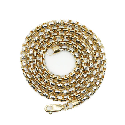 14k Solid Gold 4mm Diamond Cut Venetian Link Chain