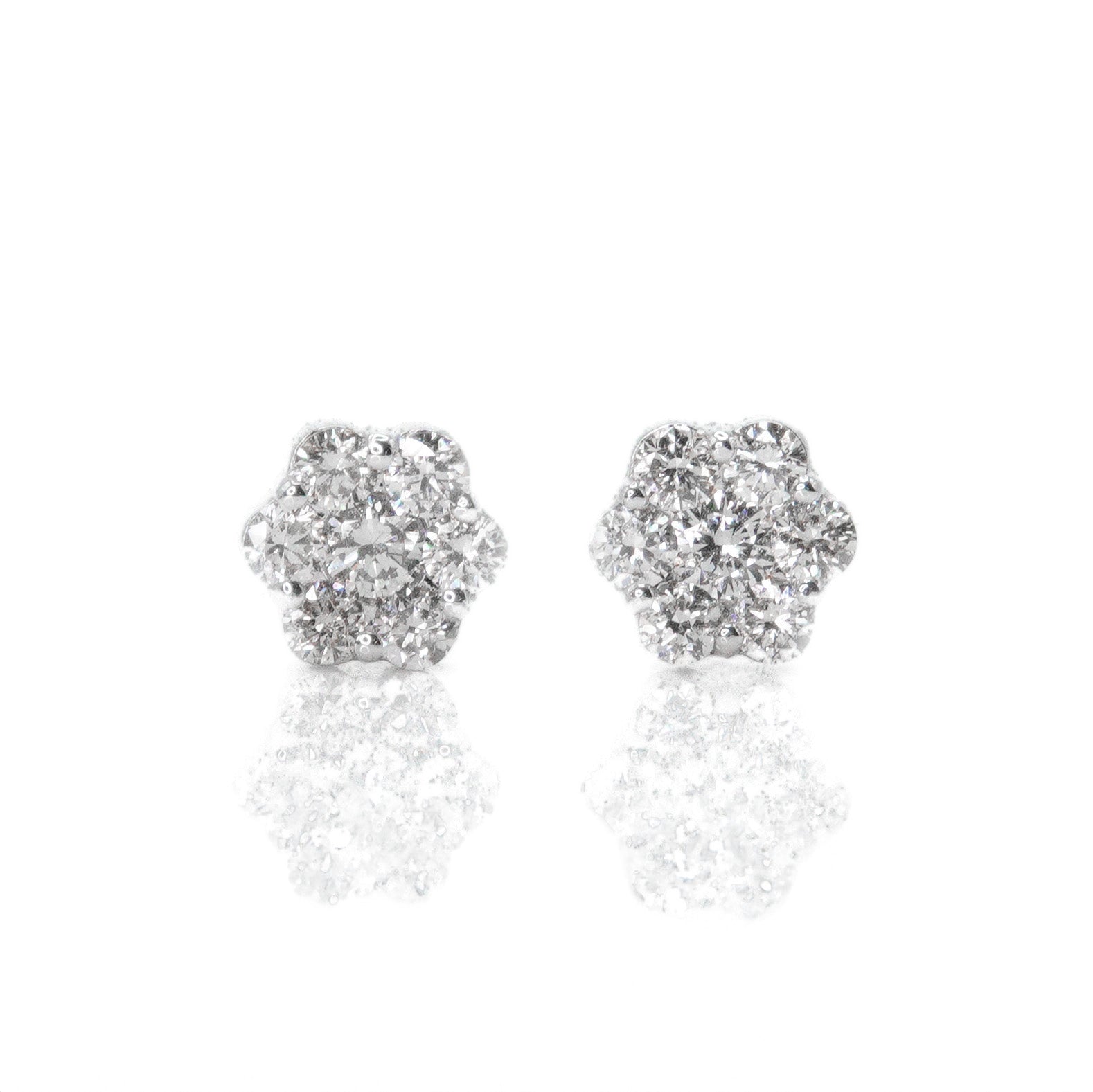 14k Solid Gold 5.5mm Lab Diamond Flower Earrings