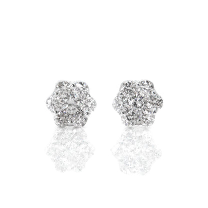 14k Solid Gold 5.5mm Lab Diamond Flower Earrings