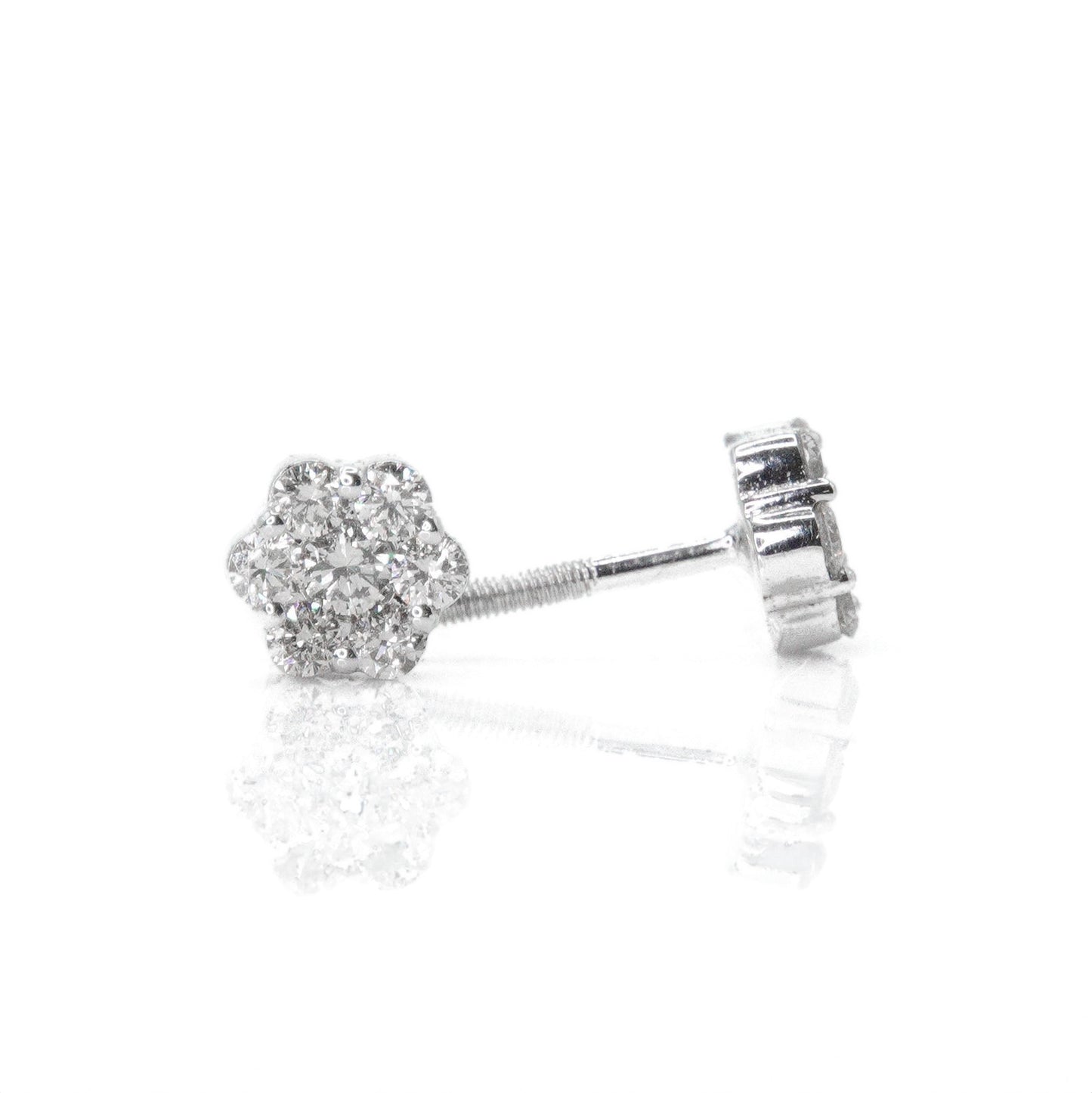 14k Solid Gold 5.5mm Lab Diamond Flower Earrings