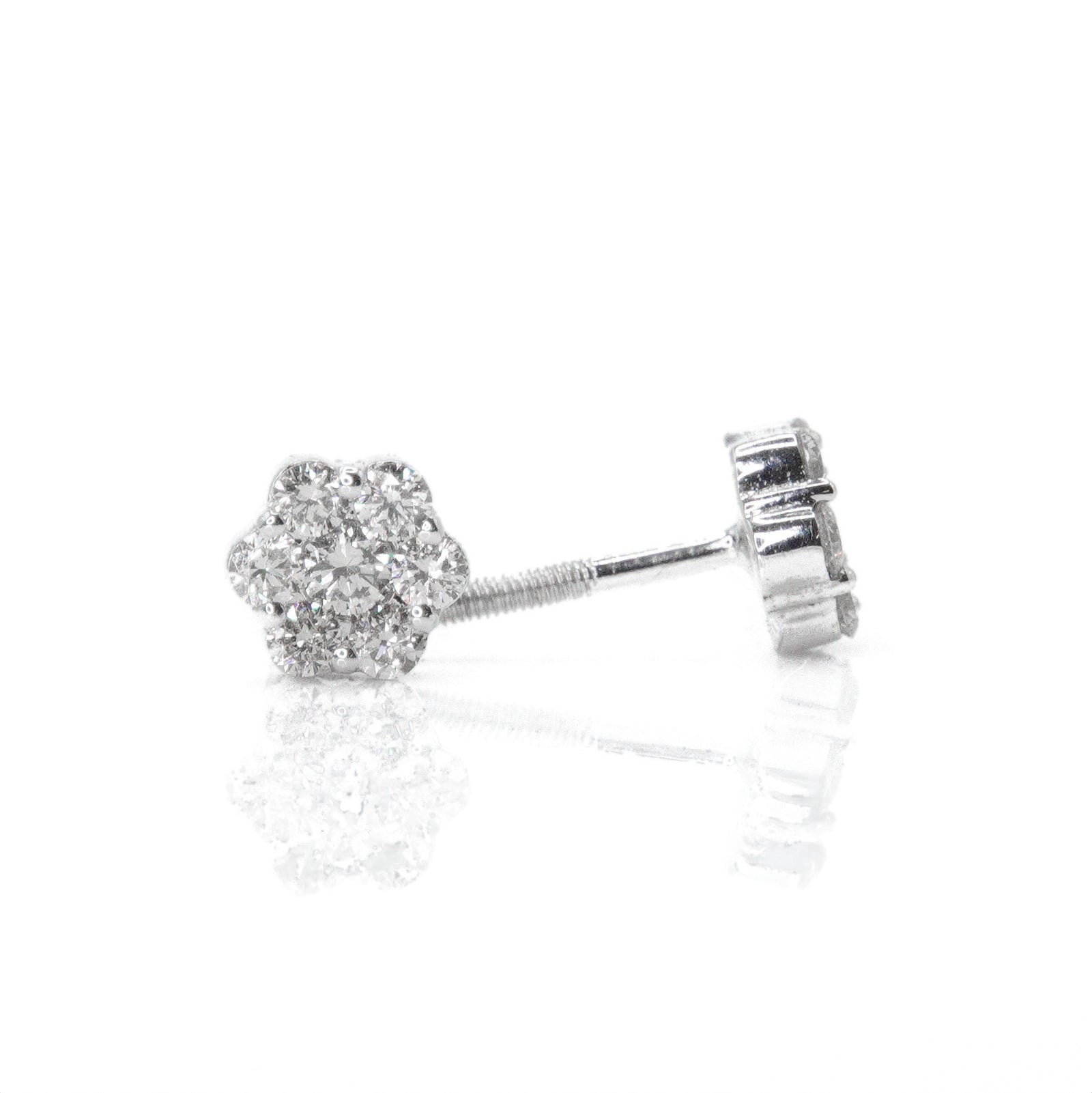 14k Solid Gold 5.5mm Lab Diamond Flower Earrings
