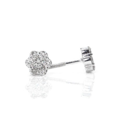 14k Solid Gold 5.5mm Lab Diamond Flower Earrings
