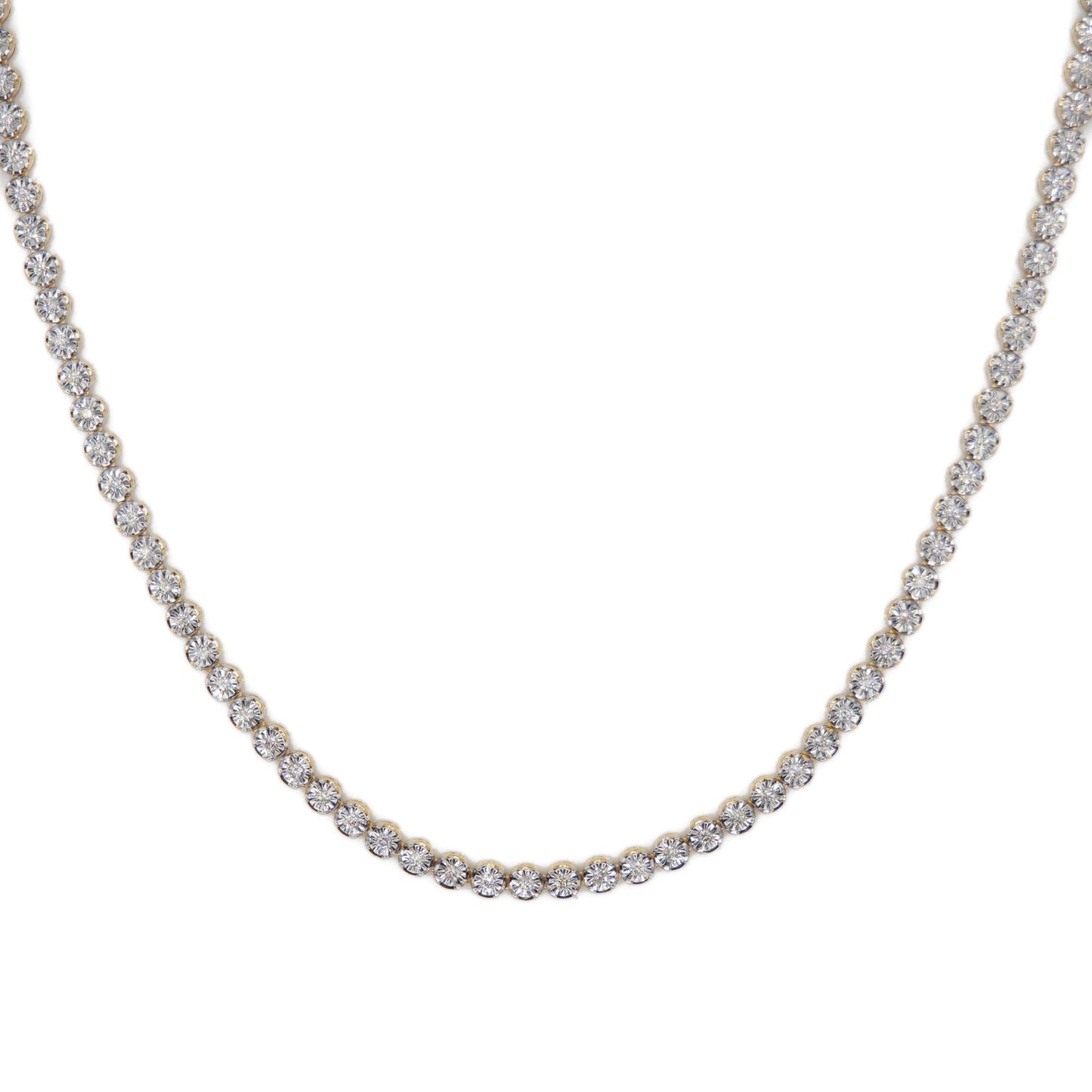 14k Solid Gold 5.5mm Lab Diamond Illusion-Set Chain