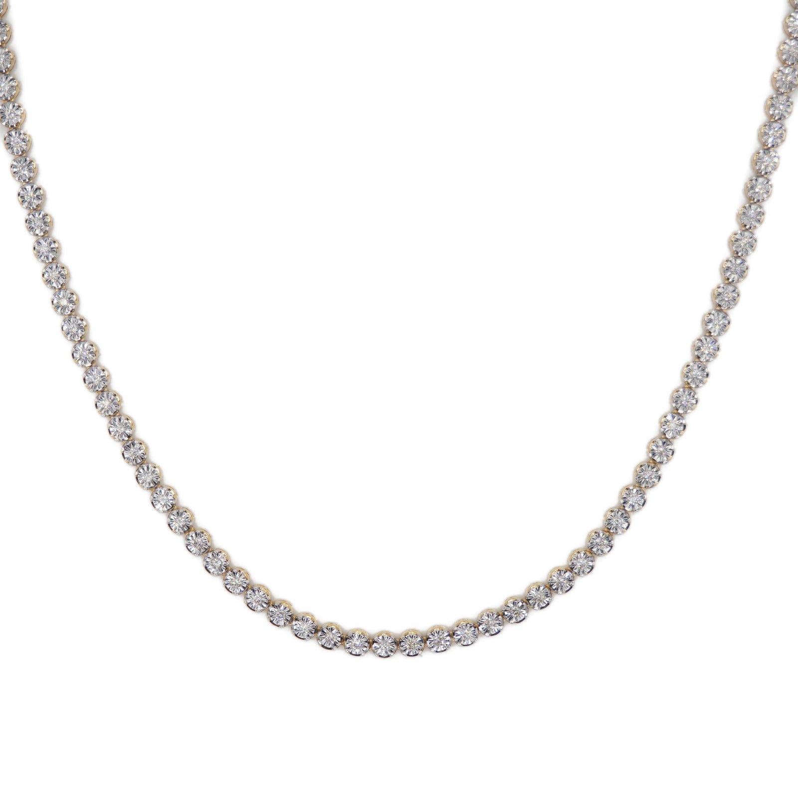 14k Solid Gold 5.5mm Lab Diamond Illusion-Set Chain