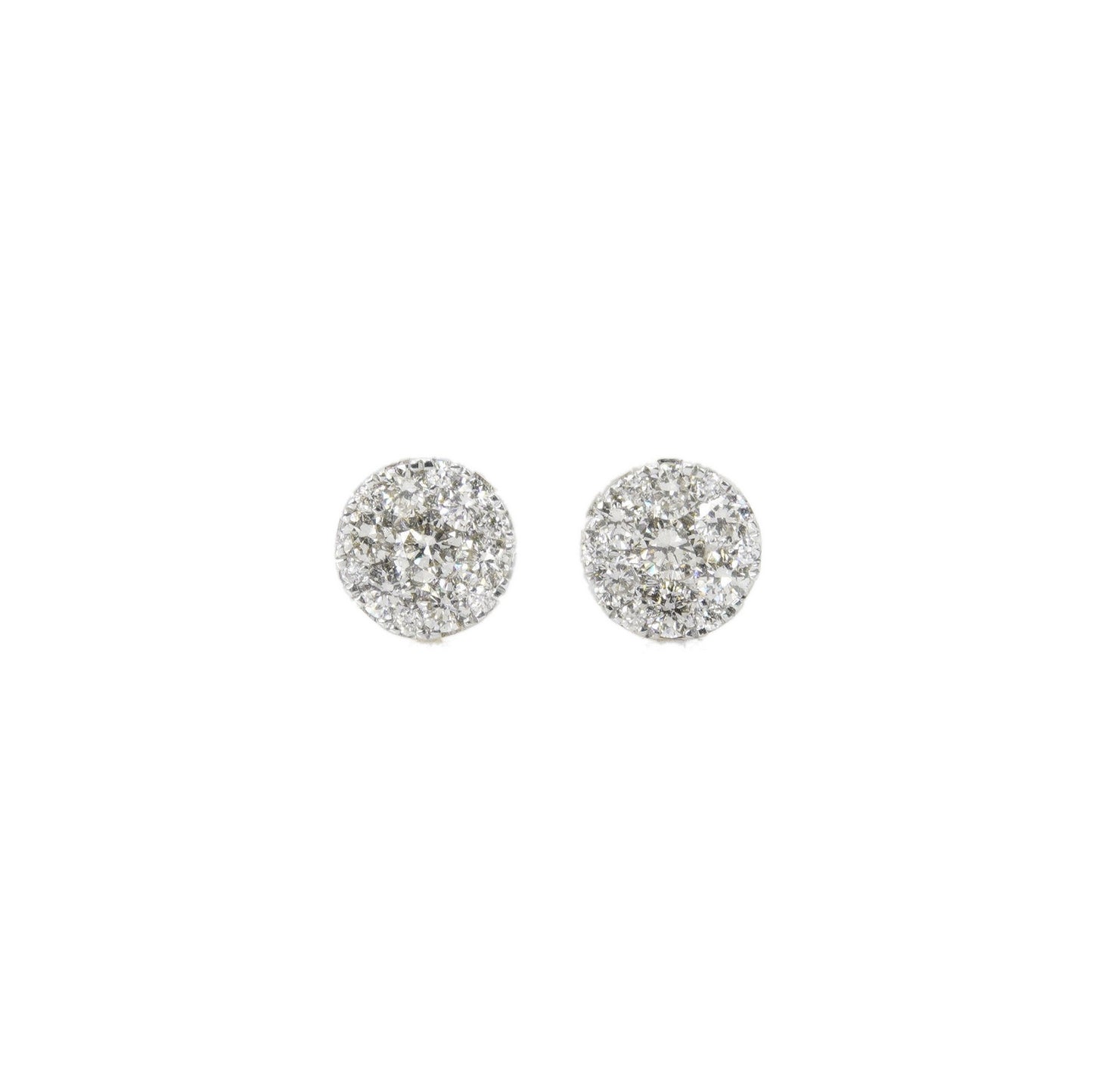 14k Solid Gold 5mm Lab Diamond Circular Cluster Earrings