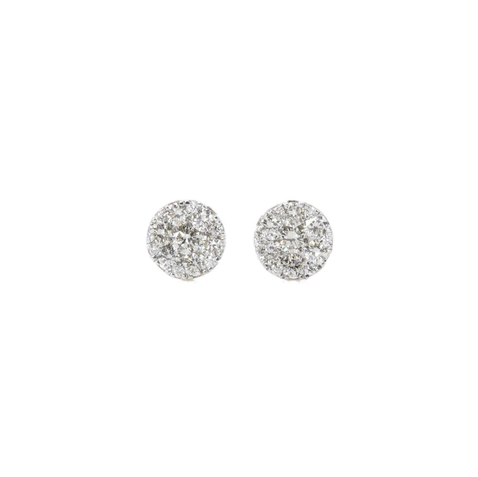 14k Solid Gold 5mm Lab Diamond Circular Cluster Earrings