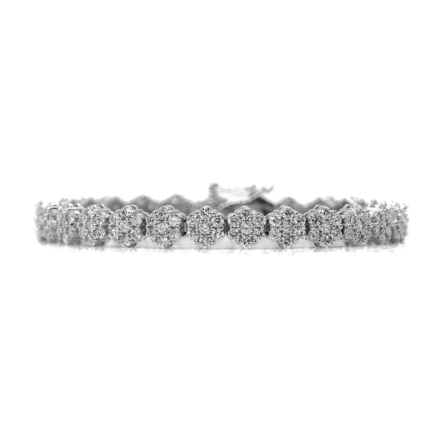 14k Solid Gold 6mm Lab Diamond Flower Tennis Bracelet