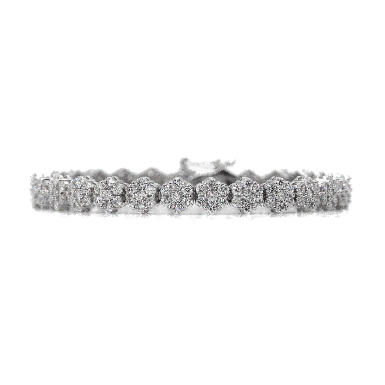 14k Solid Gold 6mm Lab Diamond Flower Tennis Bracelet