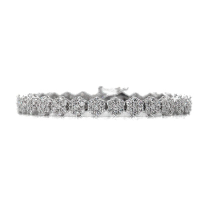 14k Solid Gold 6mm Lab Diamond Flower Tennis Bracelet