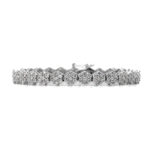 14k Solid Gold 6mm Lab Diamond Flower Tennis Bracelet