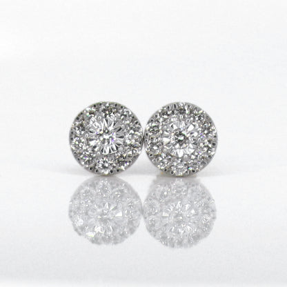 14k Solid Gold 8mm Lab Diamond 3D Cluster Earrings