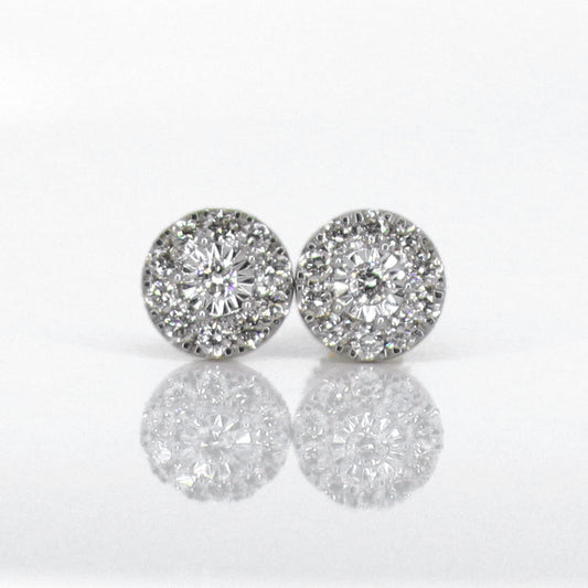 14k Solid Gold 8mm Lab Diamond 3D Cluster Earrings