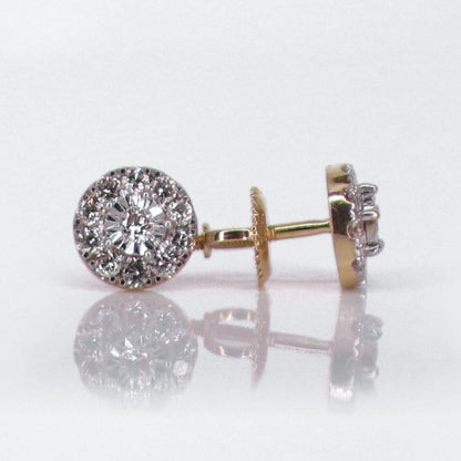 14k Solid Gold 8mm Lab Diamond 3D Cluster Earrings