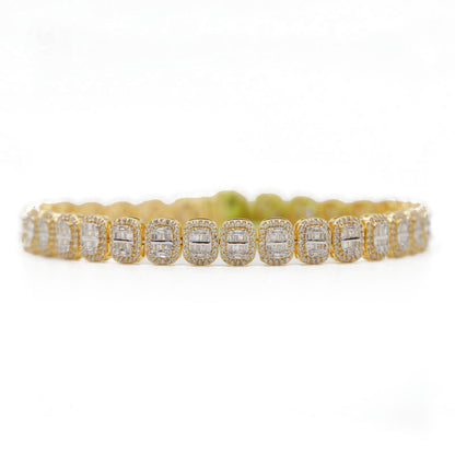 14k Solid Gold 8mm Lab Diamond Oval Baguette Bracelet