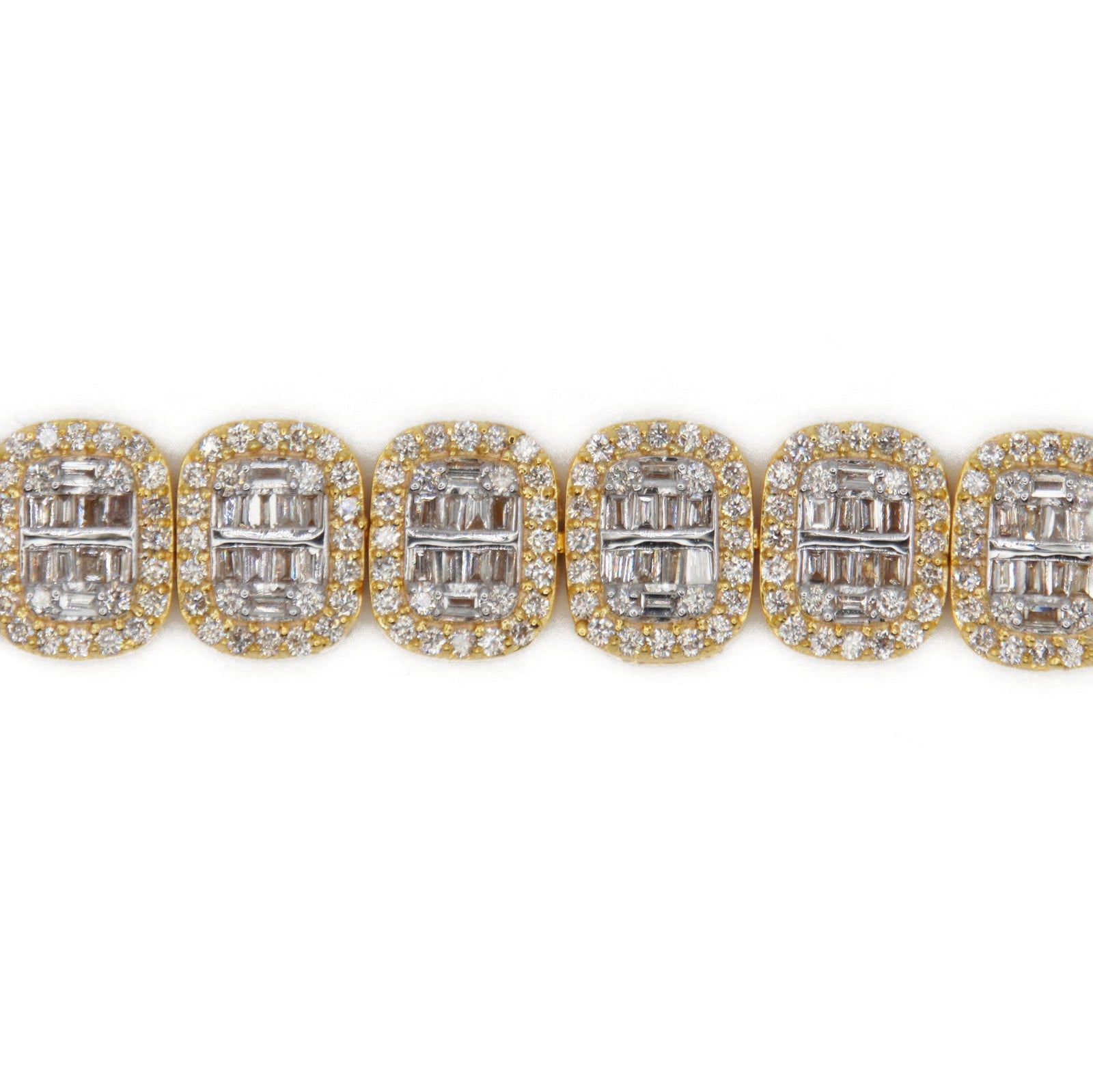 14k Solid Gold 8mm Lab Diamond Oval Baguette Bracelet