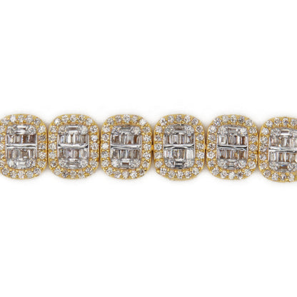14k Solid Gold 8mm Lab Diamond Oval Baguette Bracelet