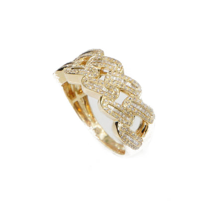 14k Solid Gold Baguette Lab Diamond Cuban Ring