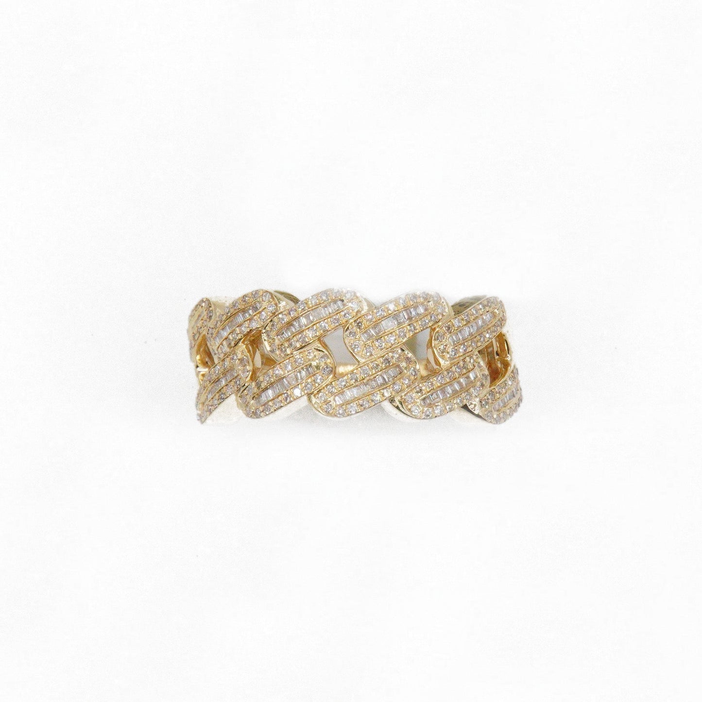 14k Solid Gold Baguette Lab Diamond Cuban Ring