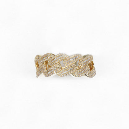 14k Solid Gold Baguette Lab Diamond Cuban Ring
