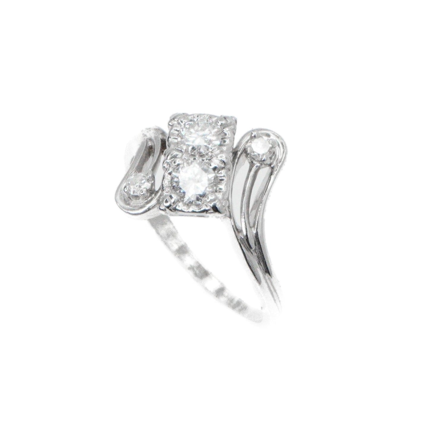 14k Solid Gold By Pass Lab Diamond Engagement Ring
