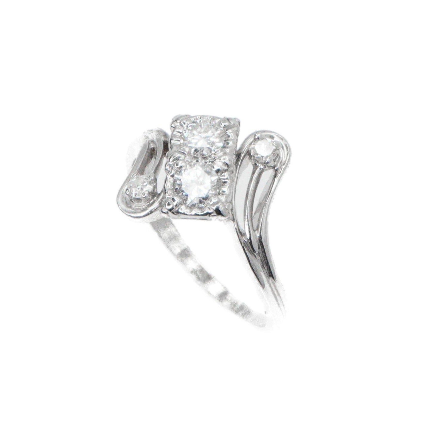 14k Solid Gold By Pass Lab Diamond Engagement Ring
