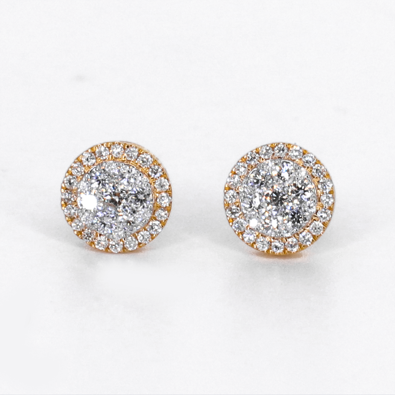 14k Solid Gold Lab Diamond 7.5mm Cluster Earrings
