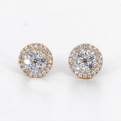 14k Solid Gold Lab Diamond 7.5mm Cluster Earrings