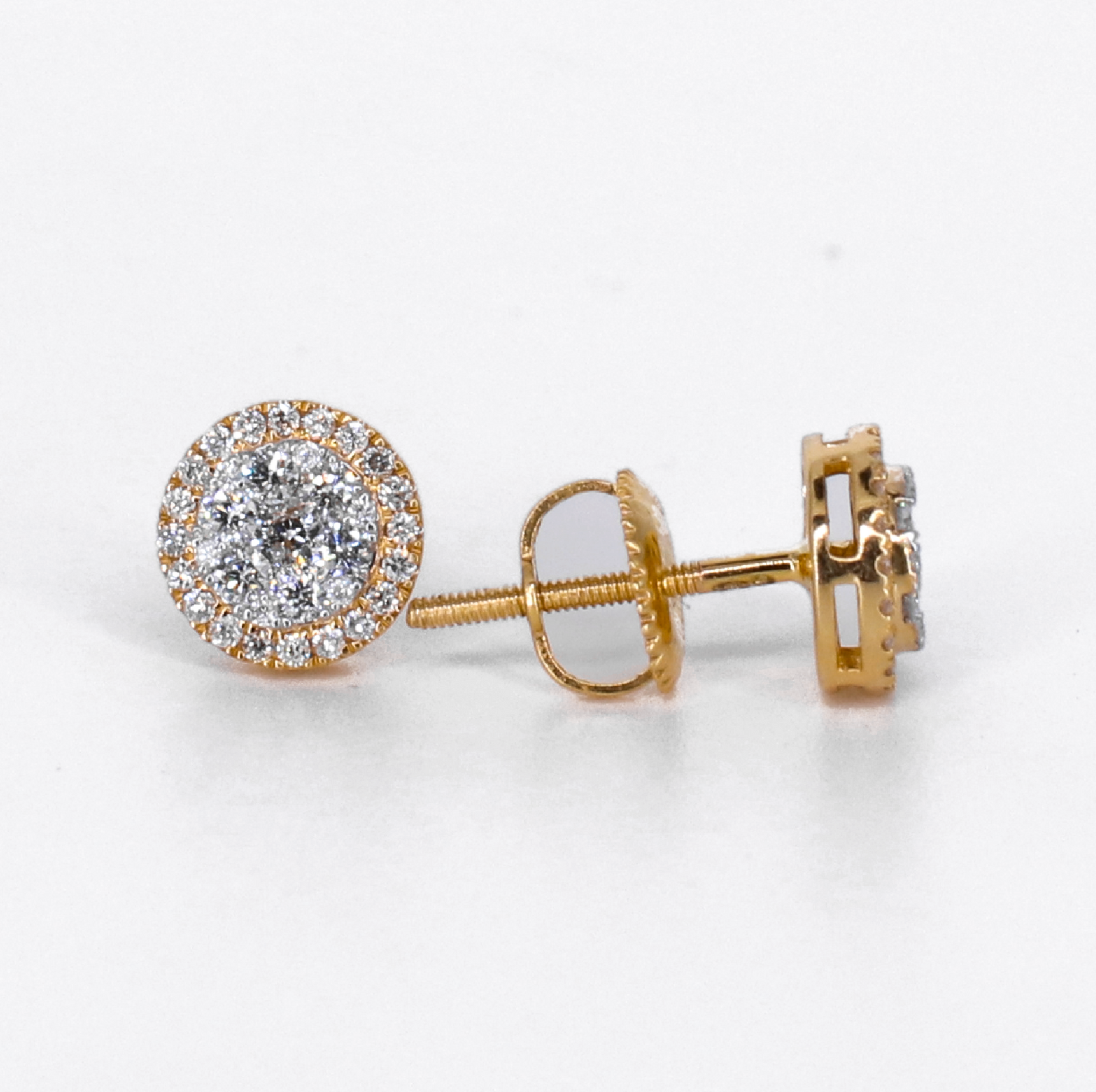 14k Solid Gold Lab Diamond 7.5mm Cluster Earrings