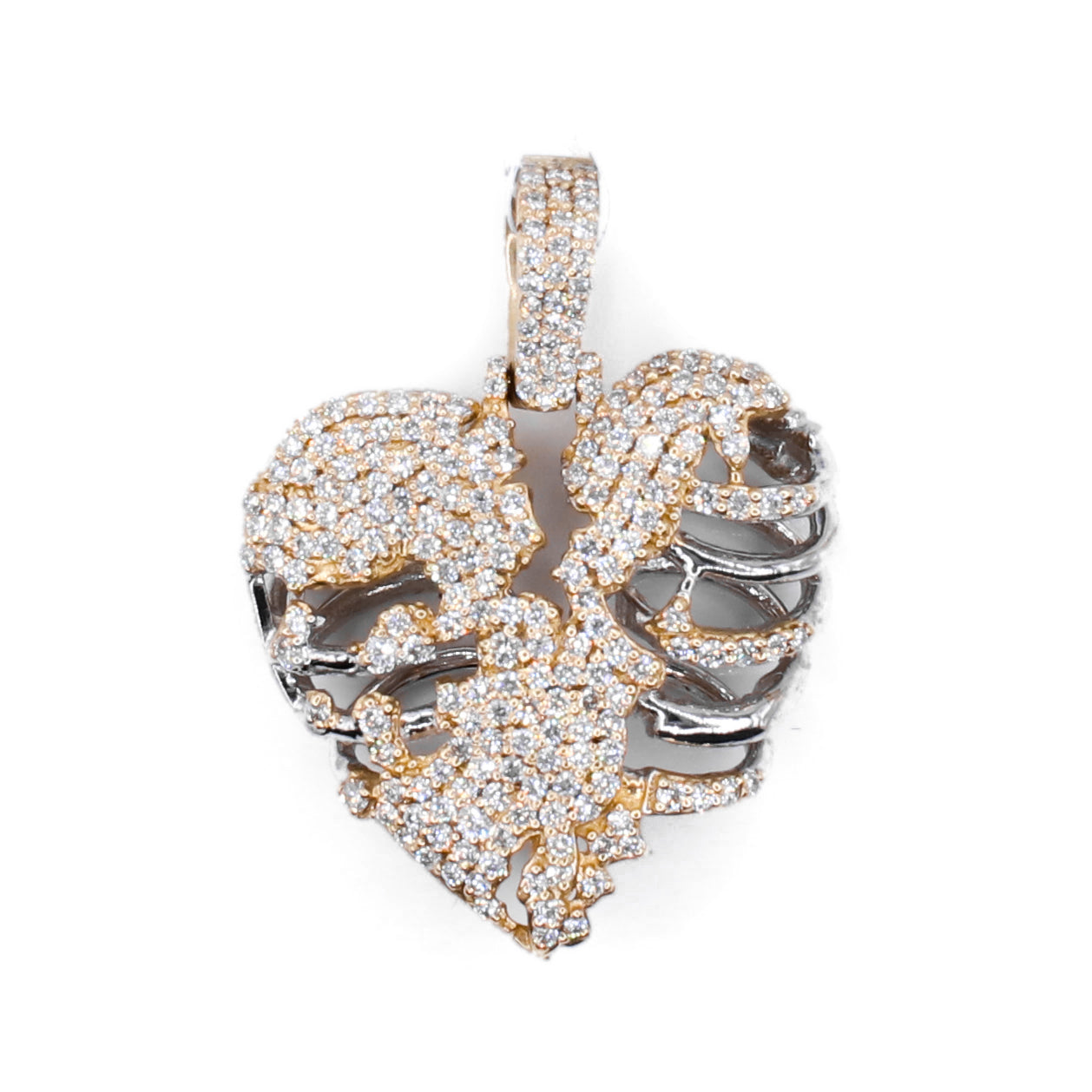 14k Solid Gold Lab Diamond Broken Heart Pendant