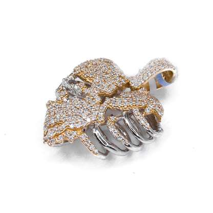 14k Solid Gold Lab Diamond Broken Heart Pendant