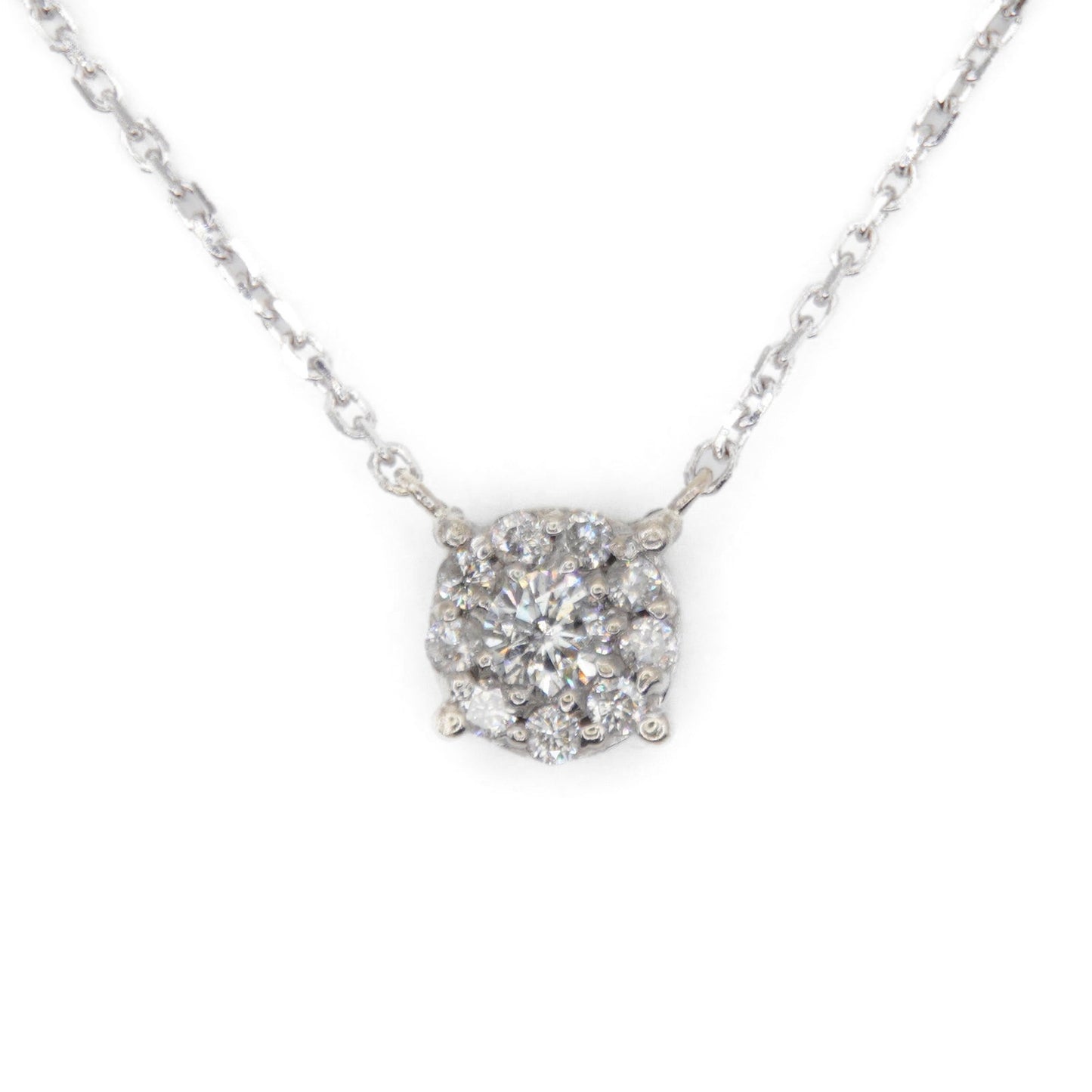 14k Solid Gold Lab Diamond Cluster Necklace