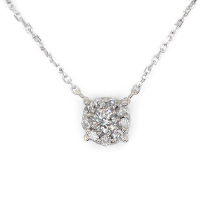 14k Solid Gold Lab Diamond Cluster Necklace