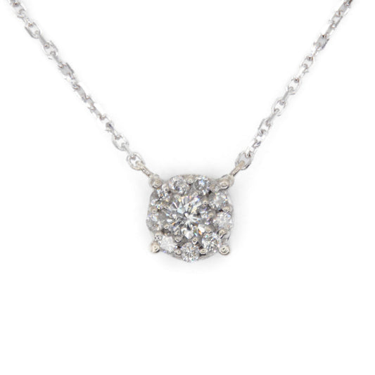 14k Solid Gold Lab Diamond Cluster Necklace