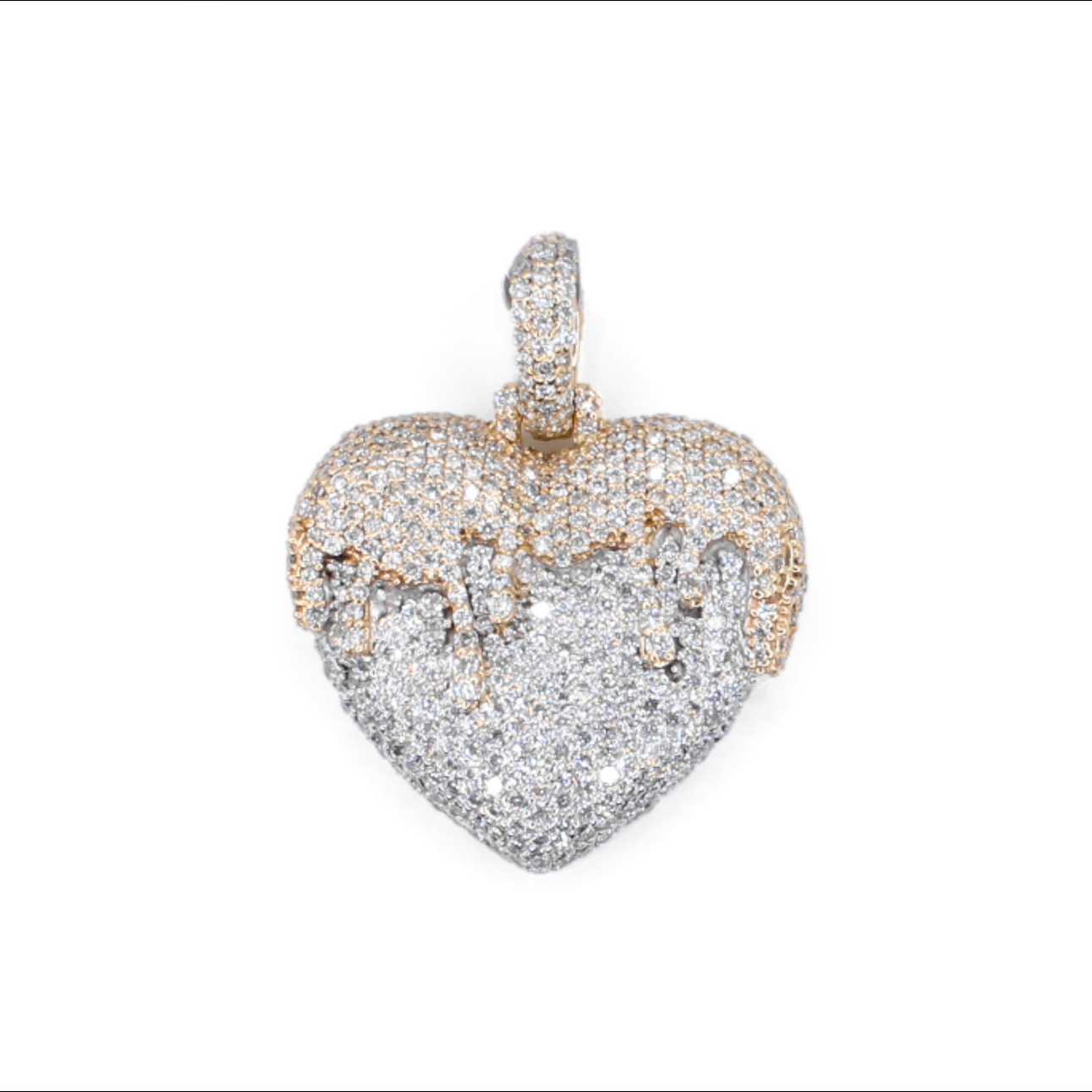 14k Solid Gold Lab Diamond Drip Heart Pendant