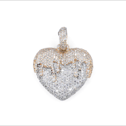 14k Solid Gold Lab Diamond Drip Heart Pendant